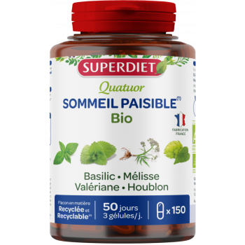 Quatuor sommeil paisible bio Super Diet - bo&icirc;te de 150 g&eacute;lules