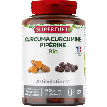 Curcuma Pip&eacute;rine Bio Super Diet - pot de 120 g&eacute;lules