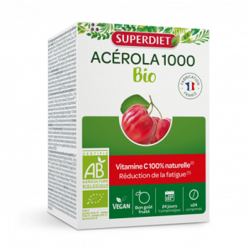 Ac&eacute;rola 1000 bio Super Diet - boite de 24 comprim&eacute;s