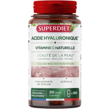 Acide hyaluronique + Vitamine C Superdiet - bo&icirc;te de 90 g&eacute;lules