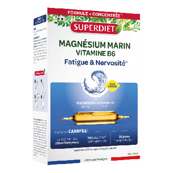 Magn&eacute;sium marin et vitamine B6 Super Diet - boite de 20 ampoules de 10ml