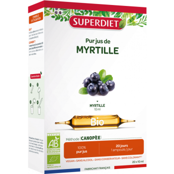 Myrtille bio Super Diet - bo&icirc;te de 20 ampoules de 15 ml