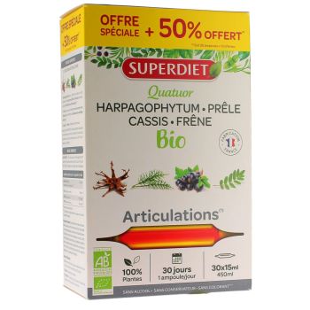 Quatuor articulations BIO Super Diet - offre sp&eacute;ciale + 50% offert 30x15ml