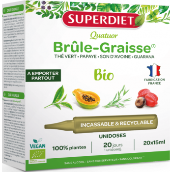 Quatuor Br&ucirc;le-graisse bio Superdiet - bo&icirc;te de 20 unidoses de 15ml