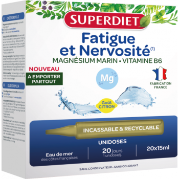 Fatigue et nervosit&eacute; Superdiet - bo&icirc;te de 20 unidoses de 15ml