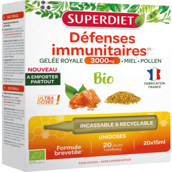 D&eacute;fenses immunitaires bio Superdiet - bo&icirc;te de 20 unidoses de 15ml