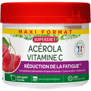 Maxi pot Ac&eacute;rola vitamine C Super Diet - 90 comprim&eacute;s s&eacute;cables &agrave; croquer
