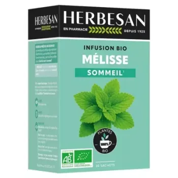 Infusion sommeil m&eacute;lisse bio Herbesan - boite de 20 sachets