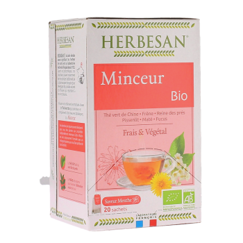 Infusion Minceur bio &agrave; la menthe Herbesan - boite de 20 sachets