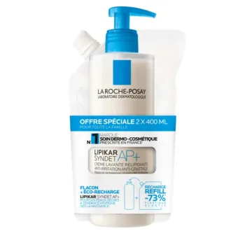 Lipikar syndet AP+ cr&egrave;me lavante relipidante La Roche Posay - offre sp&eacute;ciale 2x400ml