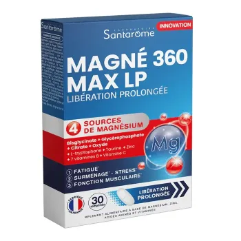 Magné 360 Max libération prolongée Santarome - boîte de 30 comprimés