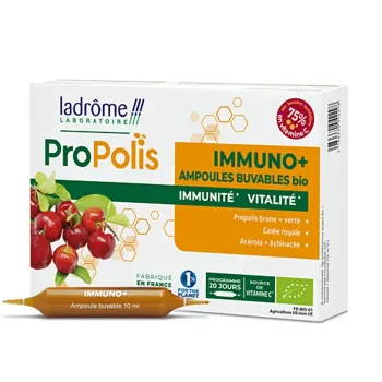 Propolis Immuno+ bio Ladr&ocirc;me - boite de 20 ampoules de 10ml
