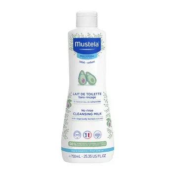 Lait de toilette sans rin&ccedil;age peau normale b&eacute;b&eacute; et enfant Mustela - flacon de 750ml