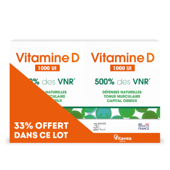 Vitamine D 1000UI Vitavea - lot de 2 bo&icirc;tes de 90 comprim&eacute;s