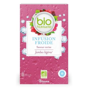 Infusion froide jambes l&eacute;g&egrave;res saveur cerise Nutrisant&eacute; Bio - bo&icirc;te de 20 sachets