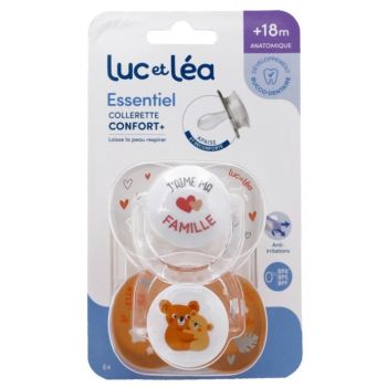 Essentiel sucette +18 mois Luc et L&eacute;a - lot de 2 sucettes 