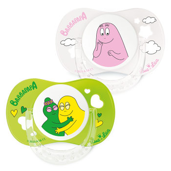 Edition limit&eacute;e sucette Barbapapa 6/18 mois Luc et L&eacute;a - lot de 2 sucettes