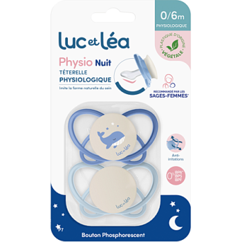 Physio t&eacute;terelle physiologique 0/6 mois Luc et L&eacute;a - lot de 2 sucettes