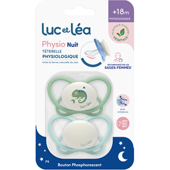 Physio t&eacute;terelle physiologique +18 mois Luc et L&eacute;a - lot de 2 sucettes
