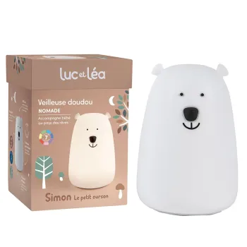 Veilleuse doudou nomade simon le petit ourson Luc et L&eacute;a - une veilleuse