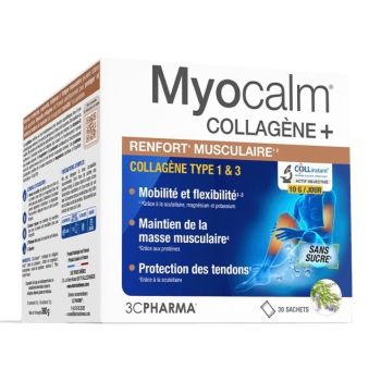 Myocalm collag&egrave;ne+ Renfort musculaire 3C Pharma - bo&icirc;te de 30 sachets