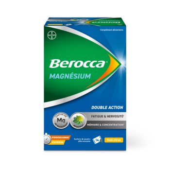 Berocca® Magn&eacute;sium Fatigue/nervosit&eacute; M&eacute;moire/Concentration - bo&icirc;te de 14 sachets