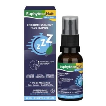 Euphytose Nuit spray 1mg de m&eacute;latonine sans sucre gout menthe - spray de 20ml