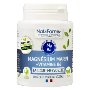 Fatigue nervosit&eacute; magn&eacute;sium marin Nat&Form - pot de 80 g&eacute;lules 