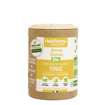 Tonus Ginseng/Guarana bio Nat&Form - bo&icirc;te de 120 g&eacute;lules v&eacute;g&eacute;tales
