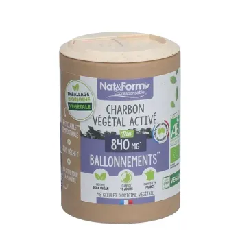 Charbon v&eacute;g&eacute;tal activ&eacute; bio confort digestif Nat&Form - bo&icirc;te de 45 g&eacute;lules