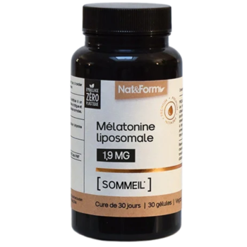 M&eacute;latonine liposomale 1,9mg sommeil Nat&Form - pot de 30 g&eacute;lules 