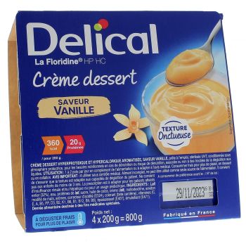 Delical Cr&egrave;me dessert HP/HC La Floridine saveur vanille - 4 pots de 200g