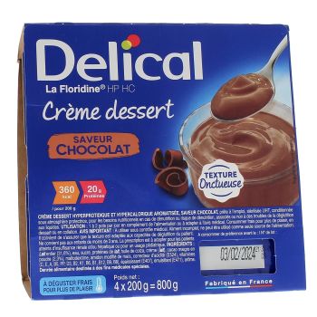 Delical Cr&egrave;me dessert HP/HC La Floridine saveur chocolat - 4 pots de 200g