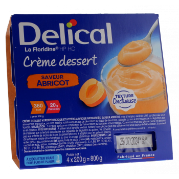 Delical Cr&egrave;me dessert HP/HC La Floridine saveur abricot - 4 pots de 200g