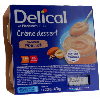 Delical Cr&egrave;me dessert HP/HC La Floridine saveur pralin&eacute; - 4 pots de 200g