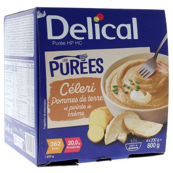 Delical Pur&eacute;e HP/HC c&eacute;leri pommes de terre et pointe de cr&egrave;me - 4 bols de 200ml