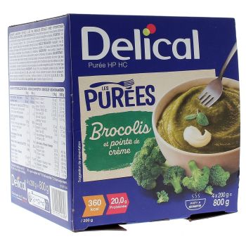 Delical Pur&eacute;e HP/HC brocolis et pointe de cr&egrave;me - 4 bols de 200ml