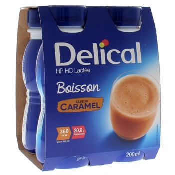 Delical Boisson HP/HC lact&eacute;e saveur caramel - 4 bouteilles de 200 ml