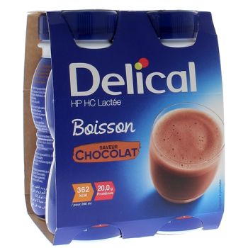 Delical Boisson HP/HC lact&eacute;e saveur chocolat - 4 bouteilles de 200 ml