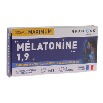 M&eacute;latonine 1,9mg dosage maximum Granions - boite de 30 comprim&eacute;s