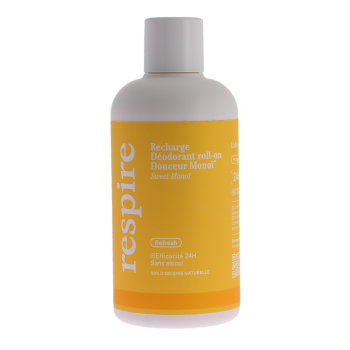 Recharge d&eacute;odorant roll-on douceur mono&iuml; efficacit&eacute; 24h Respire - recharge de 150ml