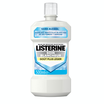 Bain de bouche soin blancheur go&ucirc;t plus l&eacute;ger Listerine - flacon de 500ml