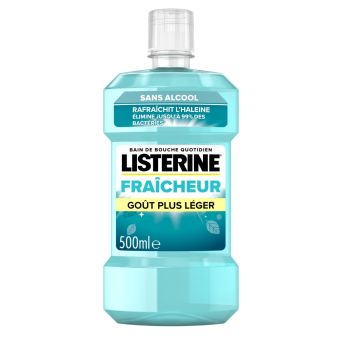 Bain de bouche Fra&icirc;cheur sans alcool go&ucirc;t plus l&eacute;ger Listerine - flacon de 500ml