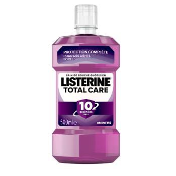 Bain de bouche Total Care go&ucirc;t menthe Listerine - flacon de 500ml