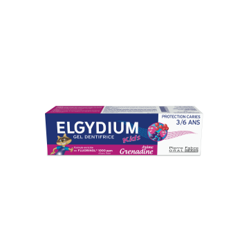 Gel dentifrice protection carries 3/6 ans elgydium kids ar&ocirc;me grenadine Pierre Fabre - tube de 50 ml