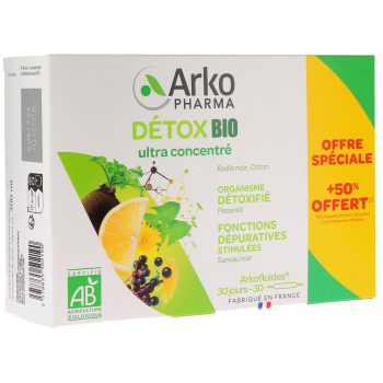 Arkofluides D&eacute;tox bio Arkopharma - bo&icirc;te de 20 ampoules + 10 offertes