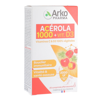 Azinc Vitamines C + D3 Arkopharma - bo&icirc;te de 20 comprim&eacute;s effervescents