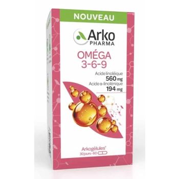 Arkog&eacute;lules Om&eacute;ga 3-6-9 Arkopharma - bo&icirc;te de 60 capsules
