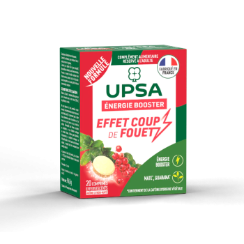 Energie Booster Effet coup de fouet ar&ocirc;me citron-mat&eacute; UPSA - boite de 20 comprim&eacute;s effervescents