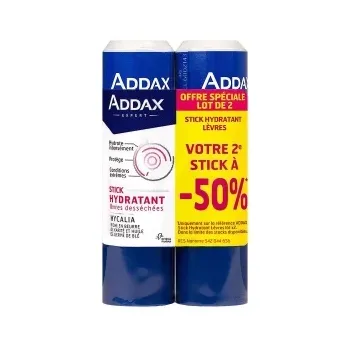 Stick hydratant l&egrave;vres Addax - lot de 2 sticks offre sp&eacute;ciale 2&egrave;me-50%
